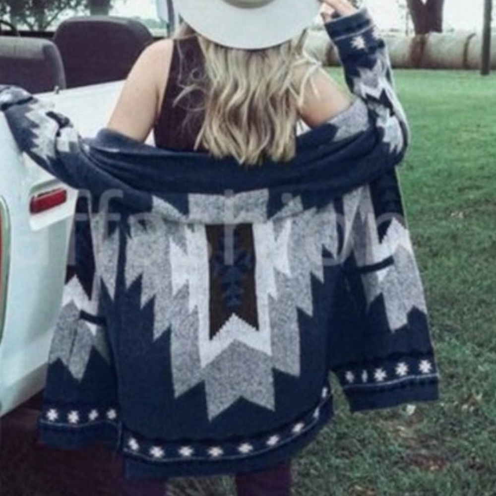 Native Aztec Tribal Western Yellowstone Cardigan - Picture 2 of 5